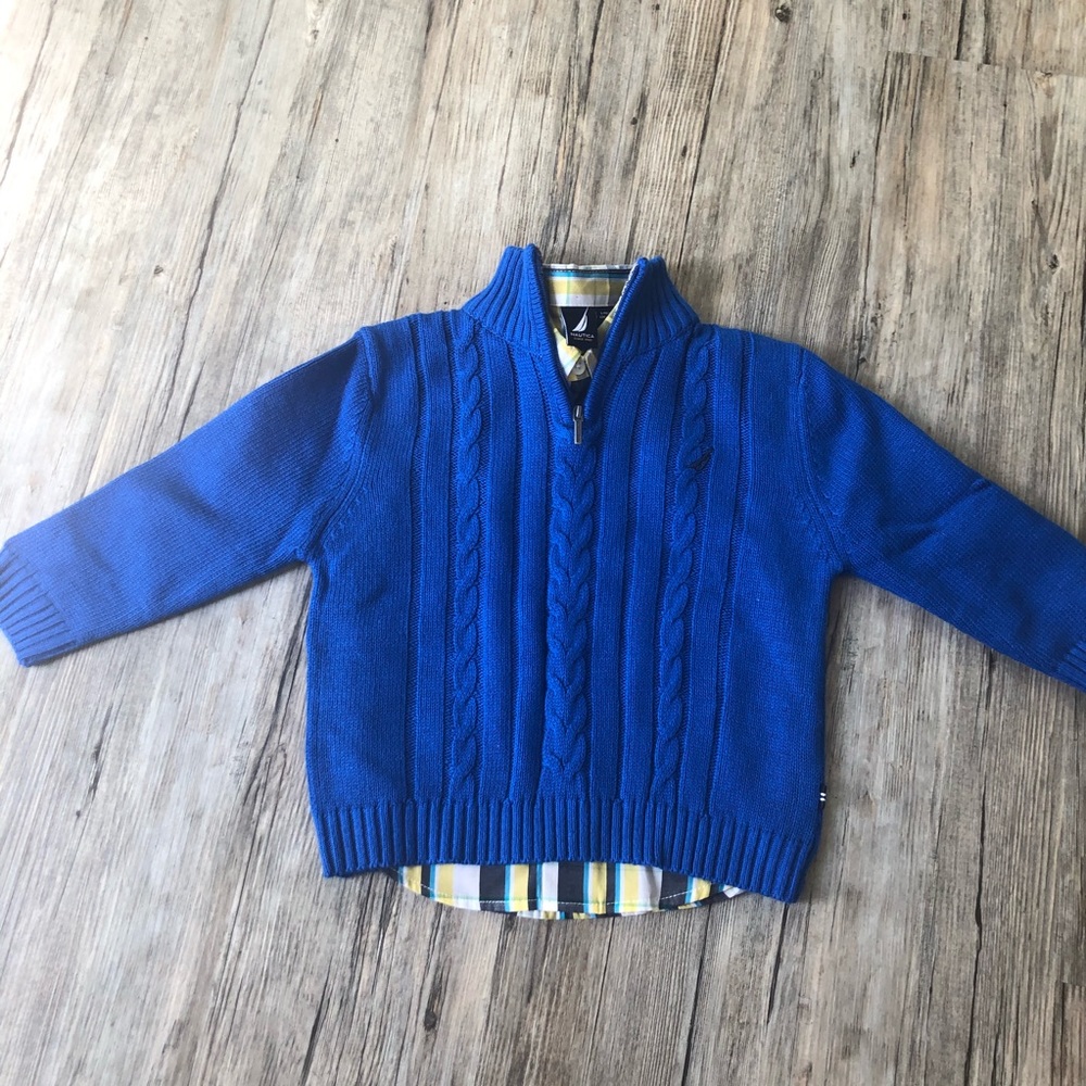 NWT. Nautica Zip Sweater + Collared Shirt Set.